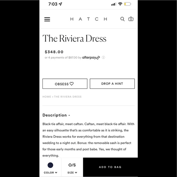 Hatch the Riviera Dress in Navy One Size - Picture 9 of 9